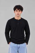WAFFLE KNIT HENLEY