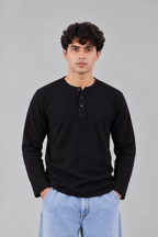 WAFFLE KNIT HENLEY