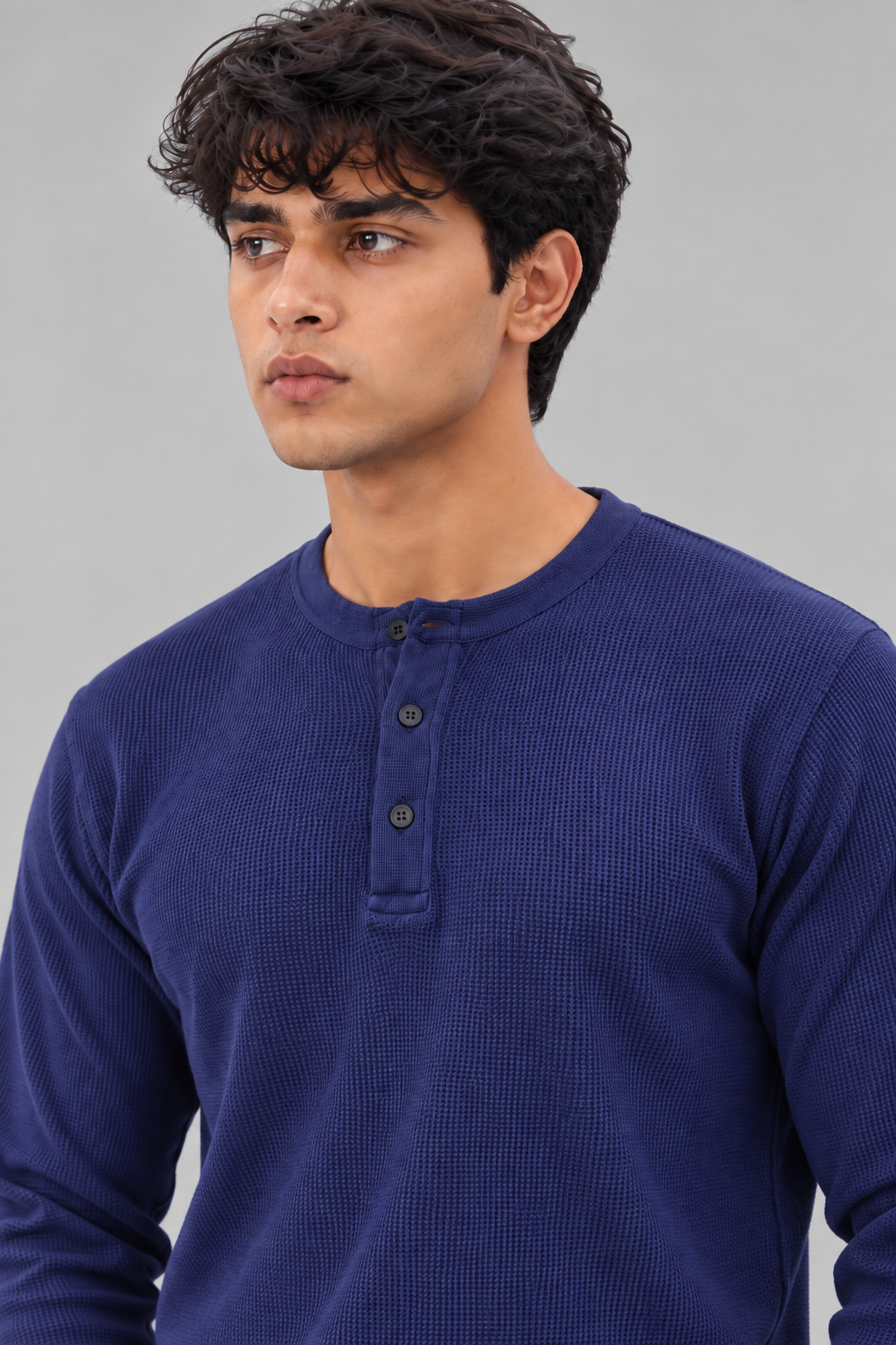 WAFFLE KNIT HENLEY
