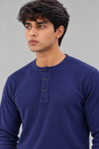 WAFFLE KNIT HENLEY