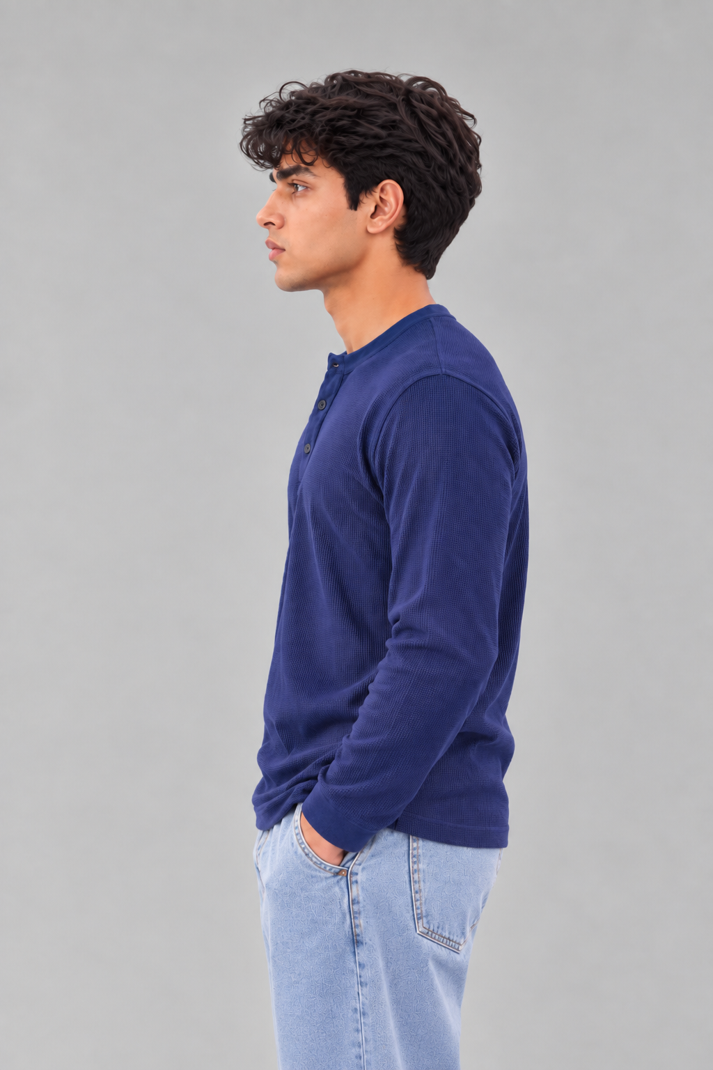 WAFFLE KNIT HENLEY