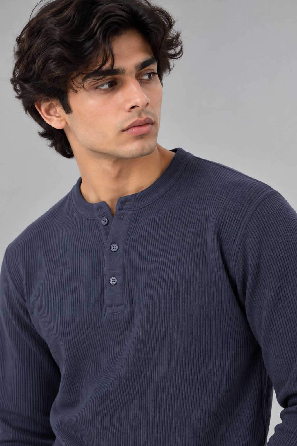 WAFFLE KNIT HENLEY