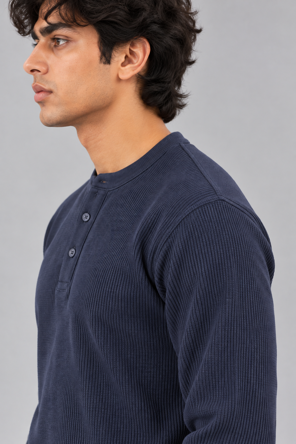 WAFFLE KNIT HENLEY