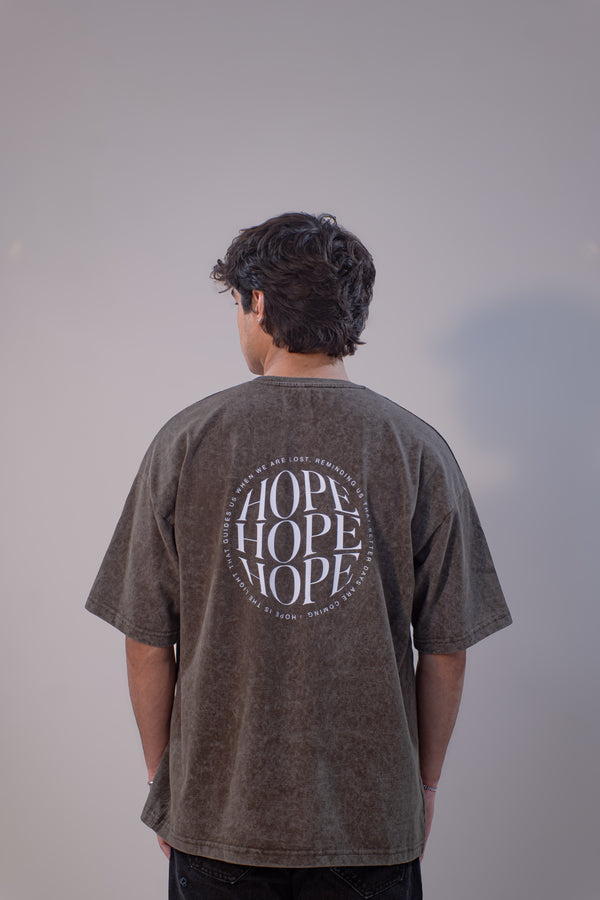 GRAPHIC WASHED OVERSIZED T-SHIRT- HOPE