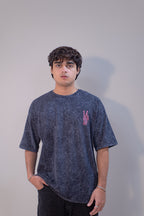 GRAPHIC WASHED OVERSIZED T-SHIRT- STOP WAR