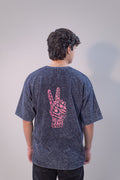 GRAPHIC WASHED OVERSIZED T-SHIRT- STOP WAR