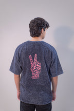 GRAPHIC WASHED OVERSIZED T-SHIRT- STOP WAR