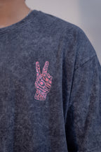 GRAPHIC WASHED OVERSIZED T-SHIRT- STOP WAR