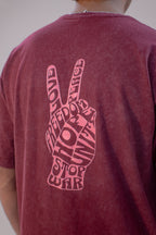 GRAPHIC WASHED OVERSIZED T-SHIRT- STOP WAR