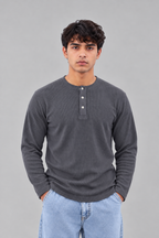 WAFFLE KNIT HENLEY
