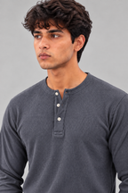 WAFFLE KNIT HENLEY