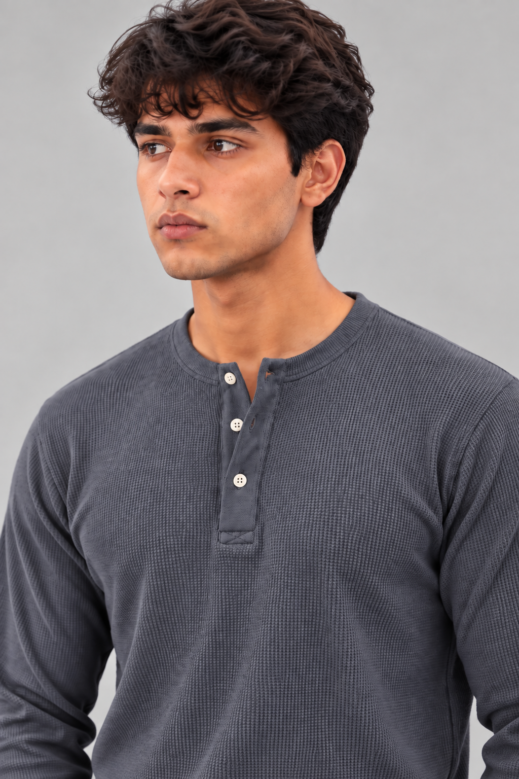 WAFFLE KNIT HENLEY