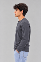WAFFLE KNIT HENLEY