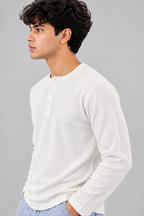 WAFFLE KNIT HENLEY